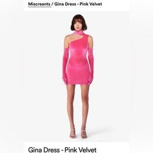 Miscreants Pink Velvet Night Out Party Gina‎ Mini Dress Size 12 MISSING GLOVES